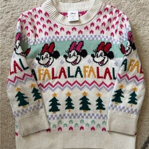 Disney Girls Holiday Sweater - Cream and Multicolor size 3